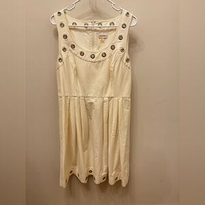 Calvin Klein Cream Mini Dress with Grommet Accents